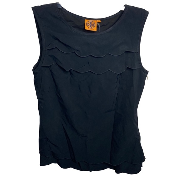 NWT Tory Burch Size 6 Black Wendel Shell Tank Scallop Ruffle Tiered $375 - Picture 1 of 6